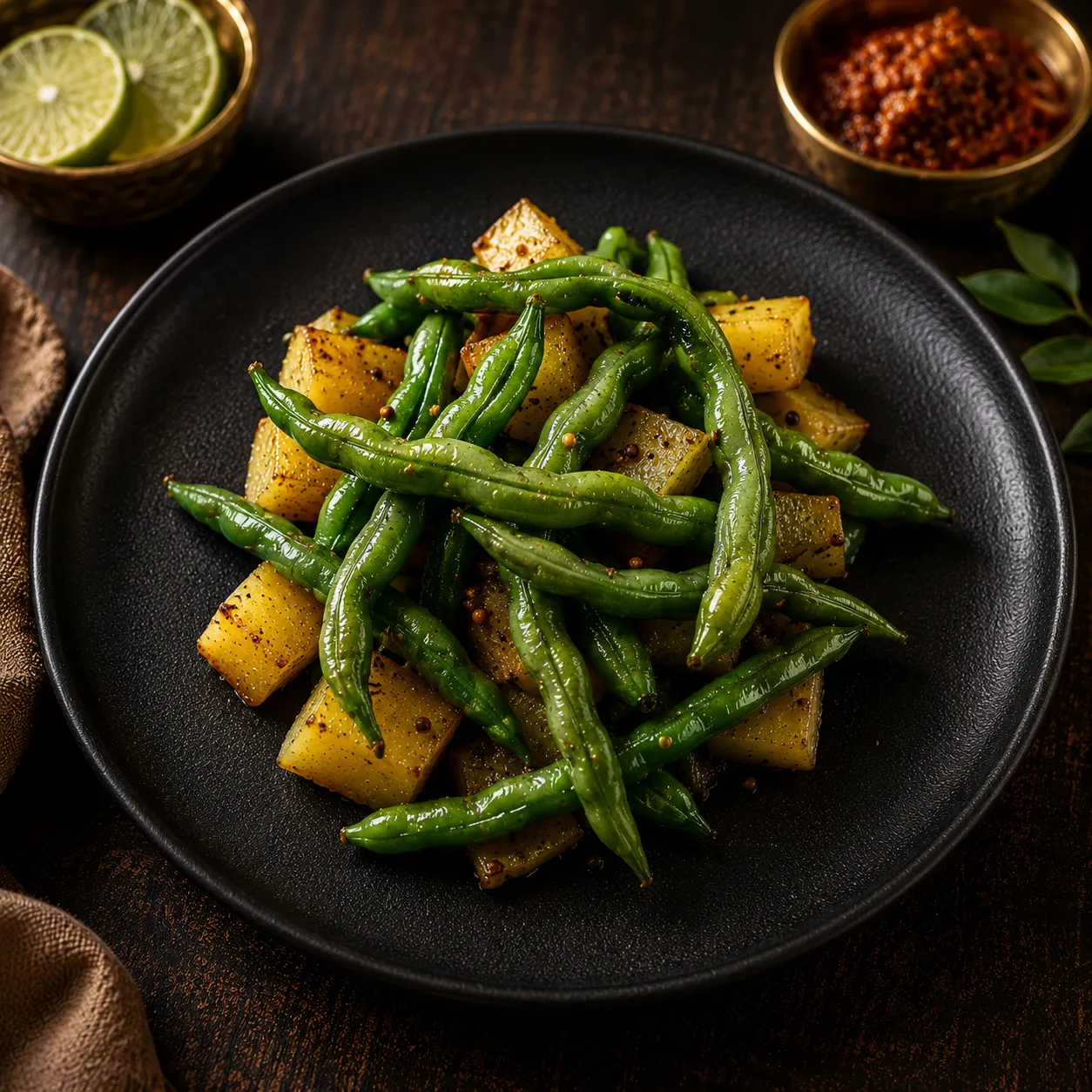 Guvar Bataka Sabji - traditional Gujarati cluster beans and potato sabzi in North York