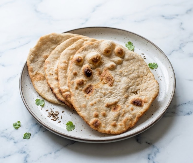 Soft hand-rolled rotli freshly made each morning at Mummy's Tiffin, North York